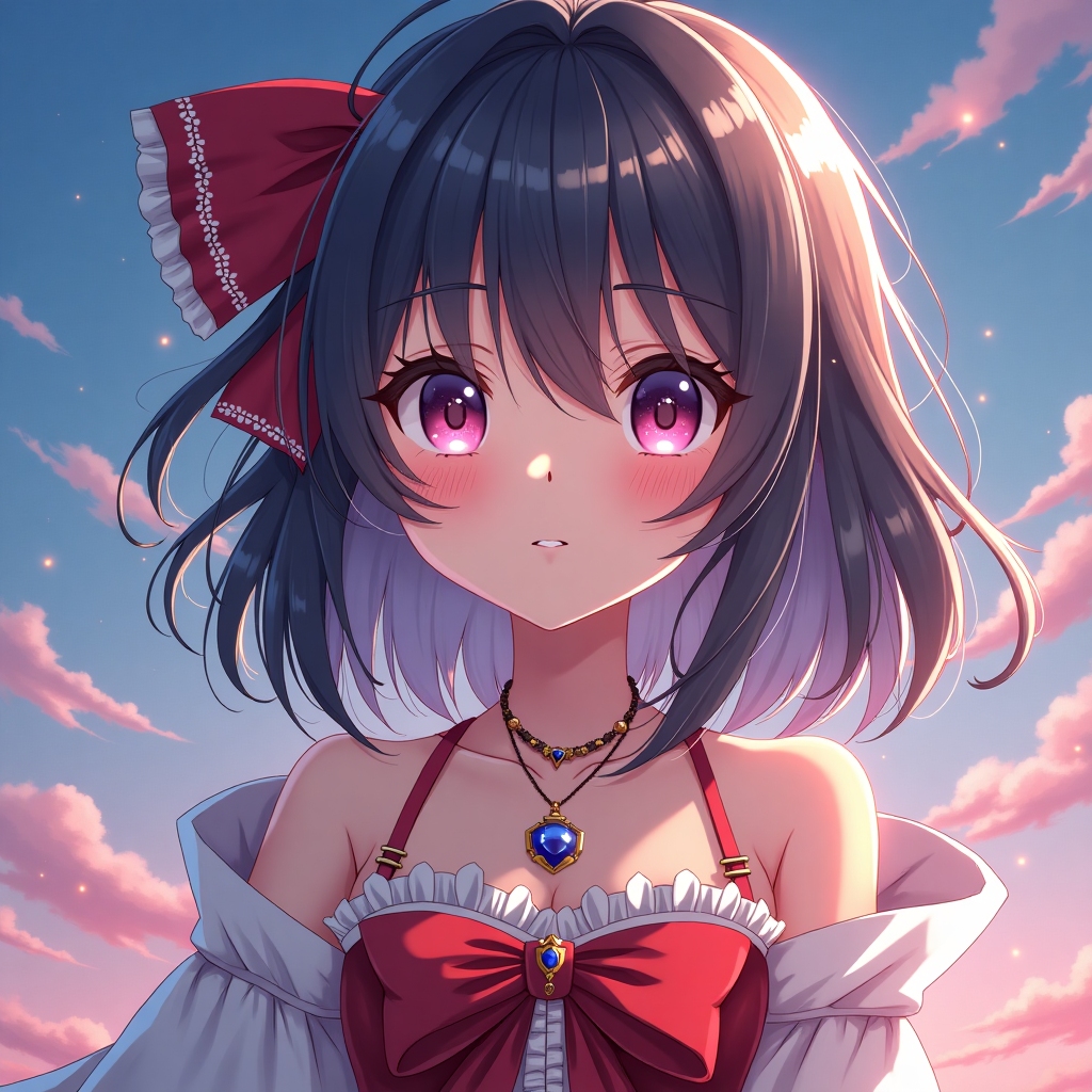 anime style, beautiful waifu, vibrant colors, cel shading, studio ghibli art style, detailed eyes, magical atmosphere, fantasy costume