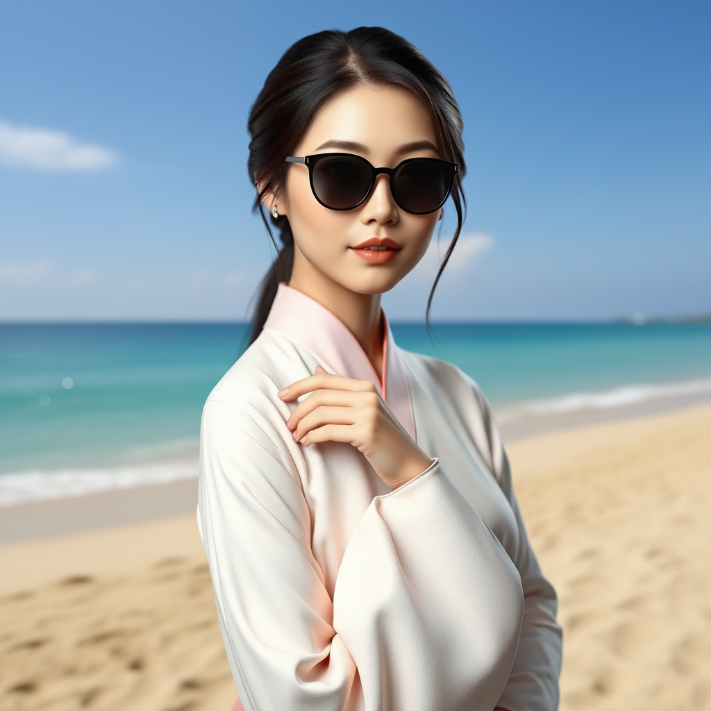 sandbeach ocean blue sky sunglasses